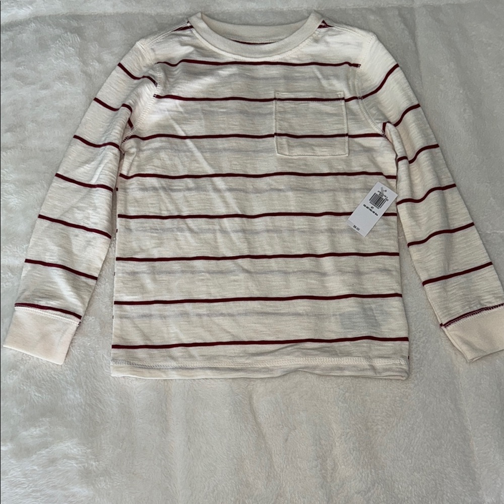 Old Navy Cream and Red Long Sleeve Tee